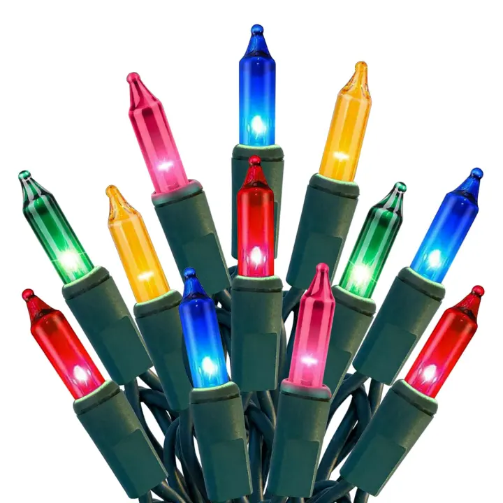 100-Count Multicolor Christmas Tree String Lights — Green Wire Incandescent