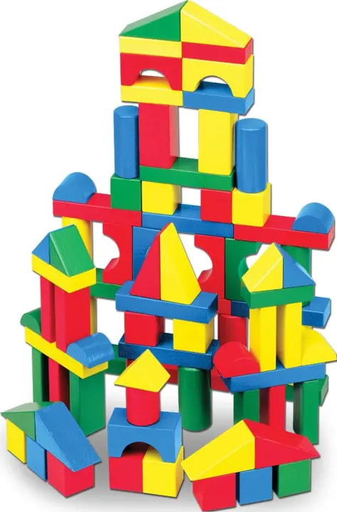 100-Piece Wooden Building Blocks Set with Storage Box — Toddler Building Toy