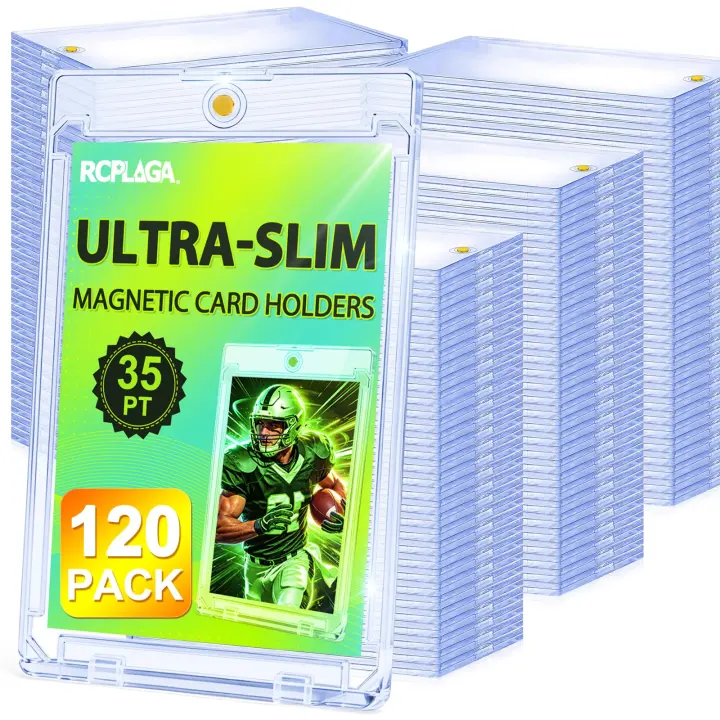 120-Pack 35pt Slim Magnetic Card Holders — One‑Touch Acrylic Protectors