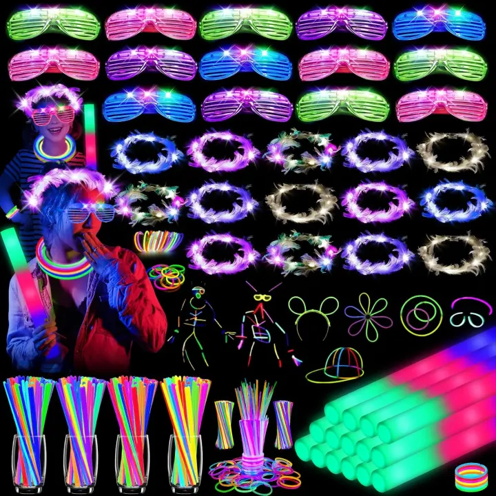 142-Piece Glow Party Kit — LED Glasses, Light Headbands, Foam Sticks & Bracelets