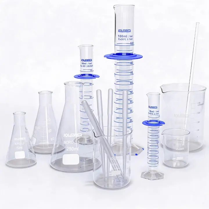 15-Piece Borosilicate Lab Glassware Set — Beakers, Flasks & Cylinders