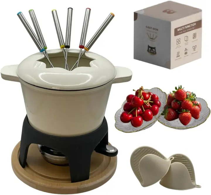 15-Piece Cast Iron Fondue Set with Accessories