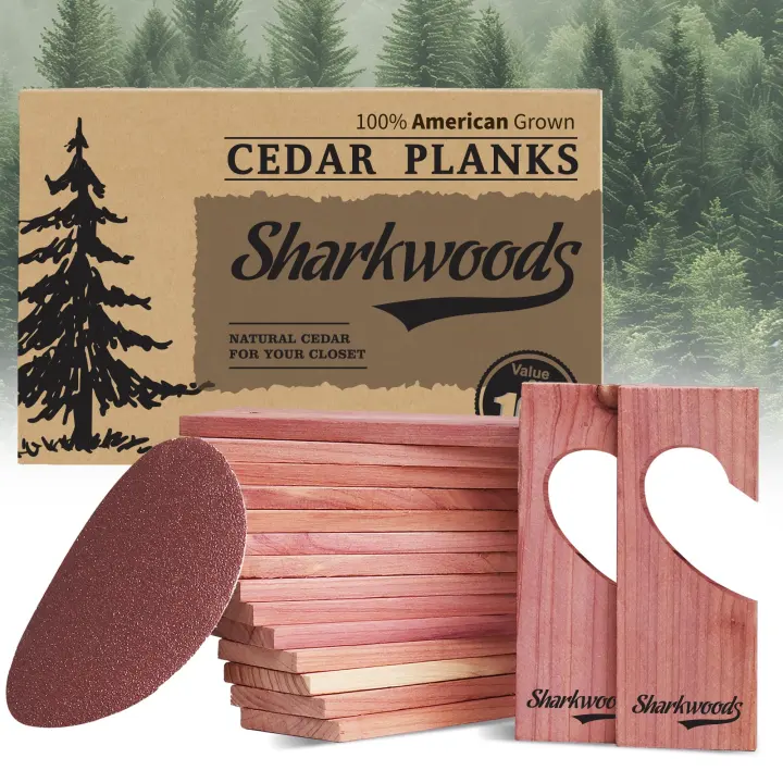 16-Pack Natural Cedar Blocks for Clothing Storage — Closet & Drawer Hangers