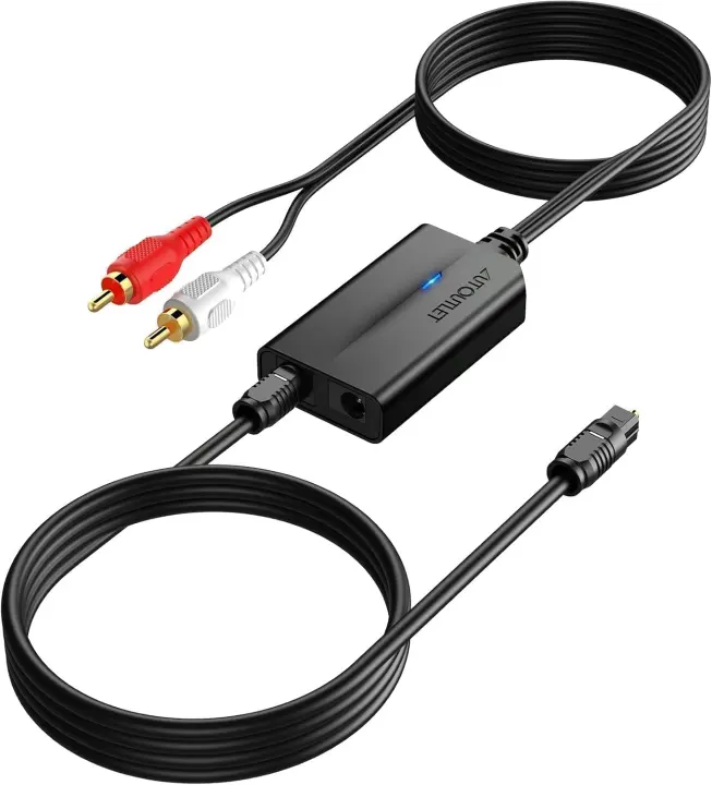 192 kHz Optical-to-RCA DAC Cable (Toslink to RCA, USB Powered, 2.1m)