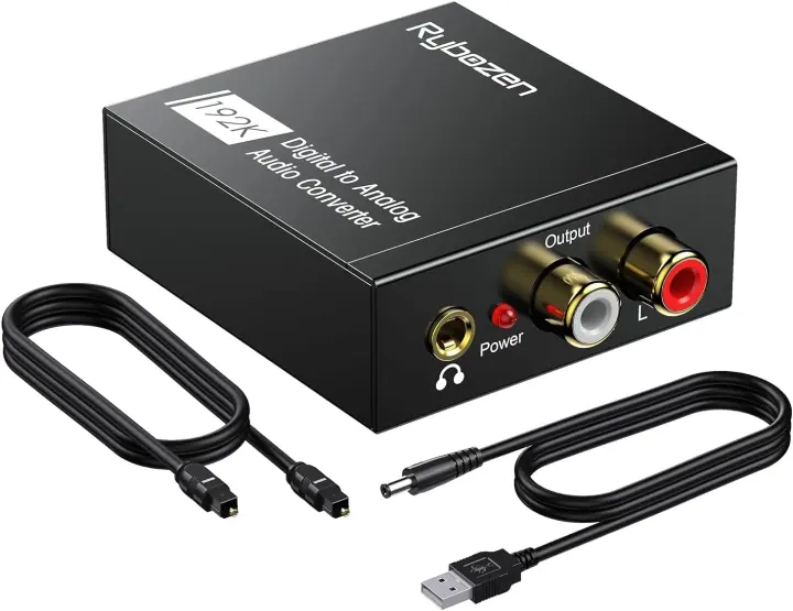 192kHz DAC Optical-to-RCA & 3.5mm Audio Converter (Coax Included)