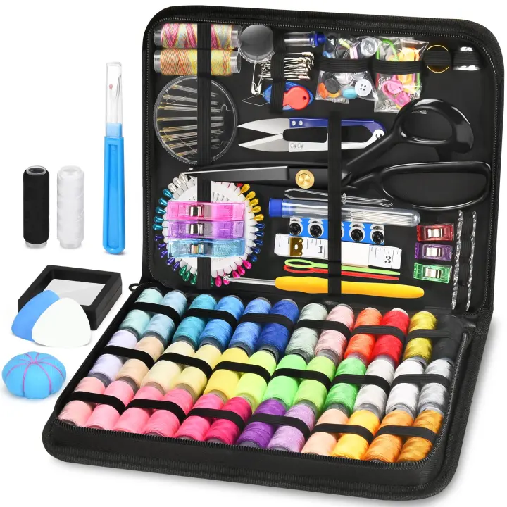 241-Piece Travel Sewing Kit for Adults with Heavy-Duty Fabric Scissors