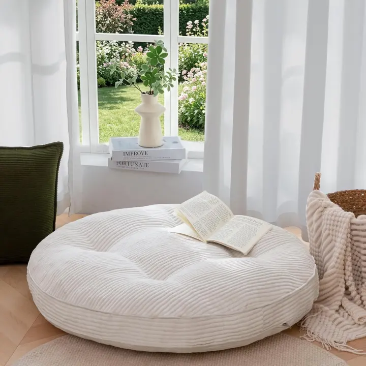 35" Extra-Large Floor Cushion Pillow — Tufted Corduroy Meditation Seat