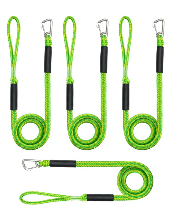 4-Pack 4 ft Bungee Dock Lines with 316 Stainless Clips — Elastic Marine Mooring