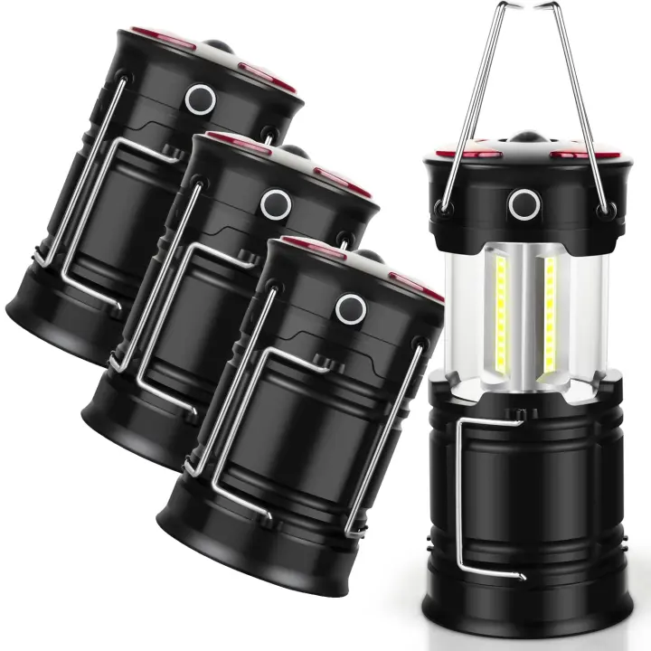 4-Pack Rechargeable Collapsible Camping Lanterns with Flashlight & Magnets