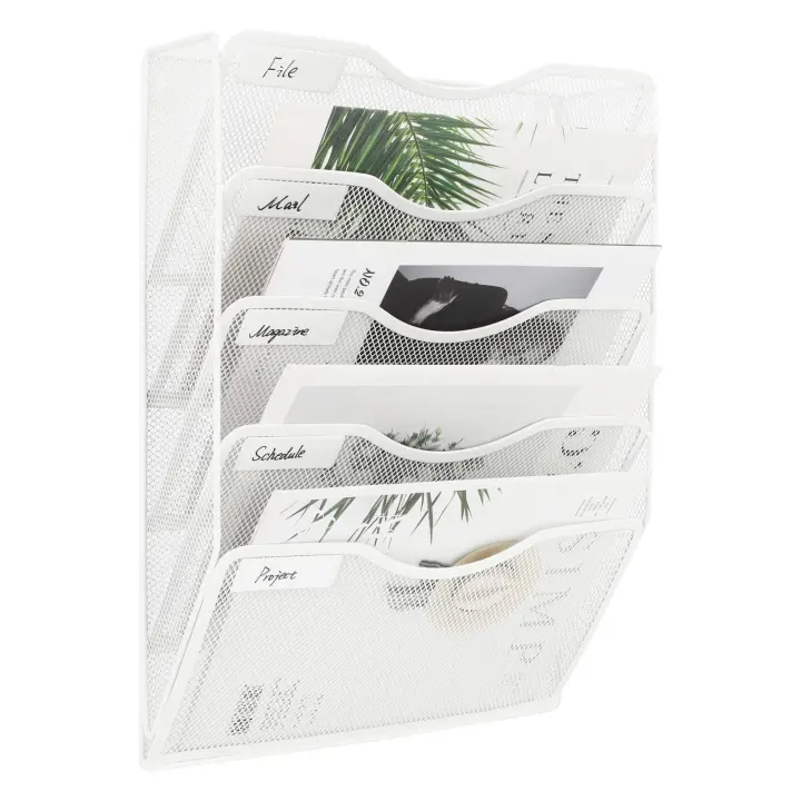 5-Tier Metal Mesh Wall File Organizer — Wall-Mounted Paper & Mail Holder