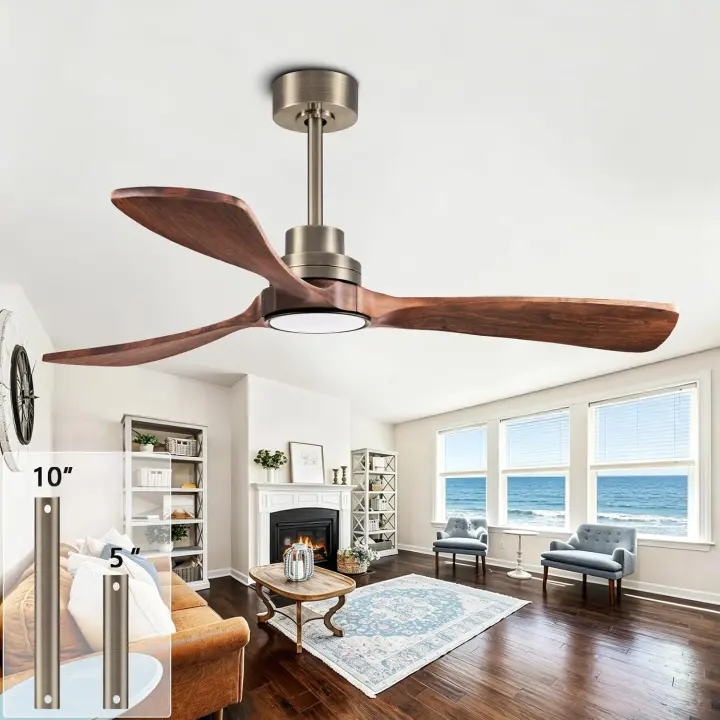 52-inch Silent DC Ceiling Fan — Antique Bronze & Walnut, Remote + App