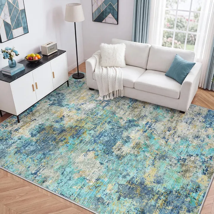 5x7 Ink-Wash Gradient Washable Area Rug — Non-Slip Modern Mat