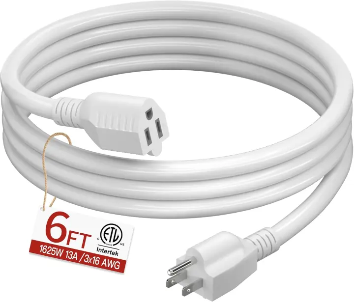 6 ft 16/3 Indoor Extension Cord — 3‑Prong Power Cable