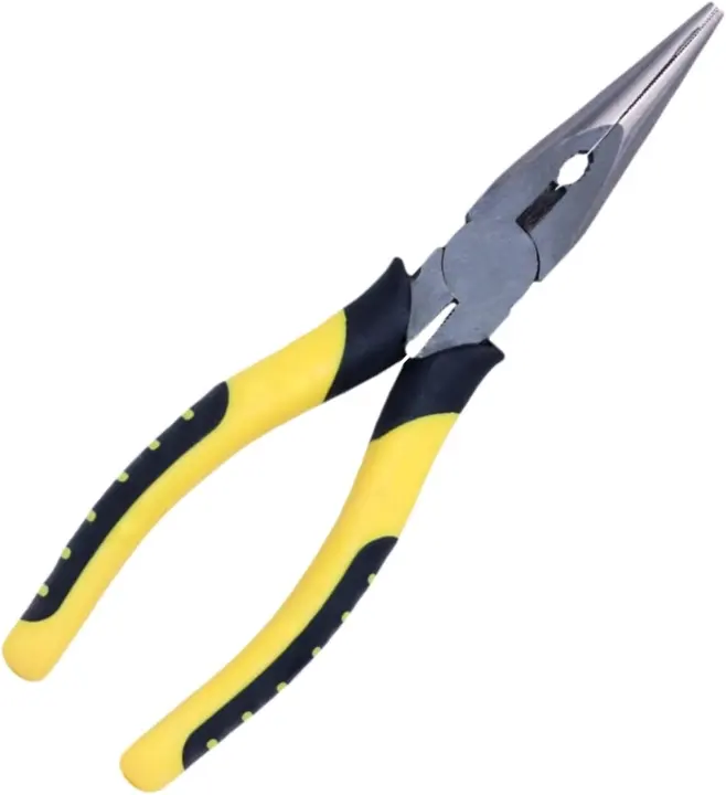8-Inch Needle-Nose Pliers — Long Nose CR-V with Wire Cutter & Soft Grip