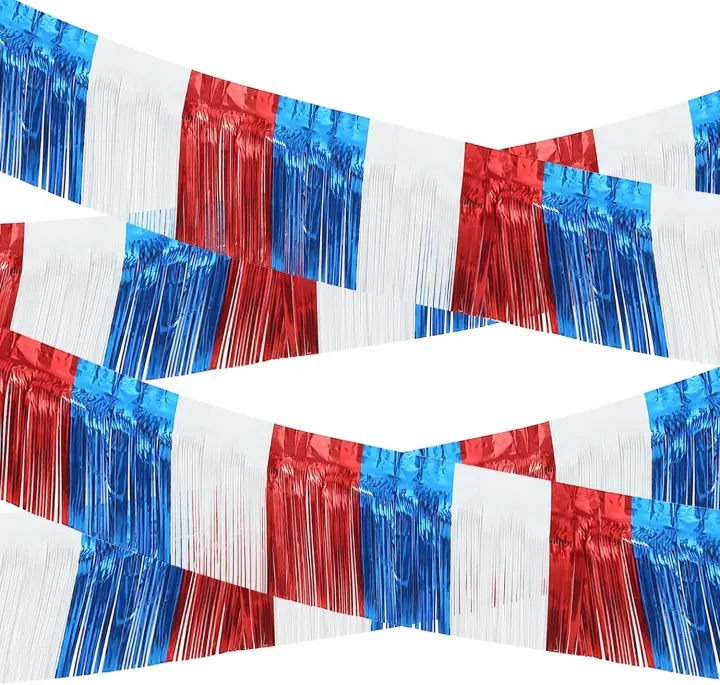 8-Pack Foil Fringe Garland (79 ft) — Patriotic Float & Party Tassels
