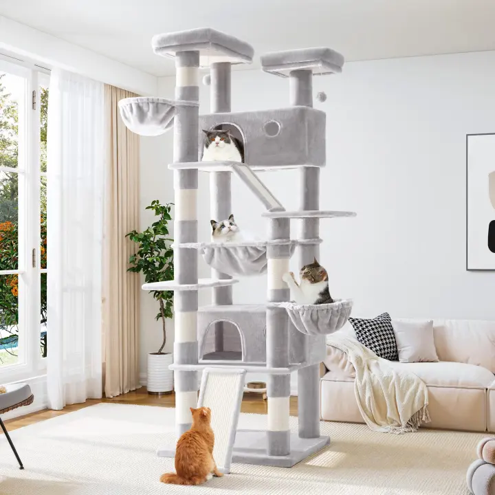81-Inch Multi-Level Cat Tree Tower for Large Cats — Condo, Hammock & Scratching Post