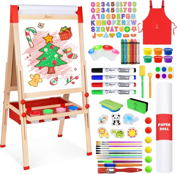 Adjustable Double-Sided Kids Art Easel with Full Accessory Kit