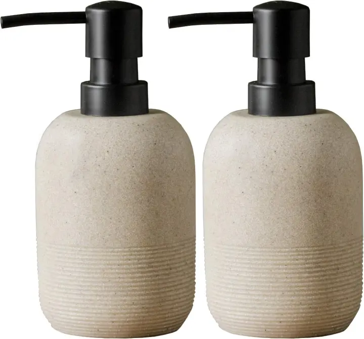 Beige Resin Soap Dispenser Set — 2-Pack, 10.6 oz Countertop Pumps