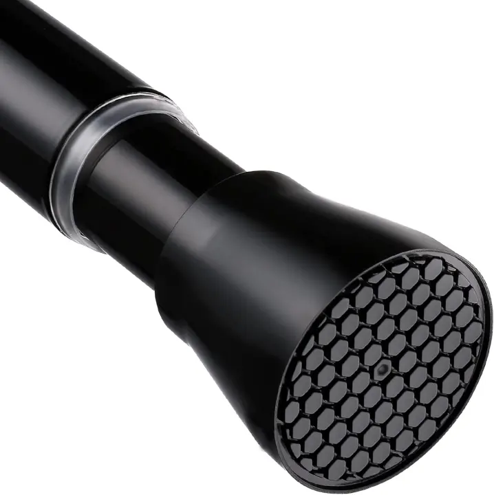 Black Spring Tension Curtain Rod 28–52 in, 7/8" Diameter — Adjustable No-Drill Rod
