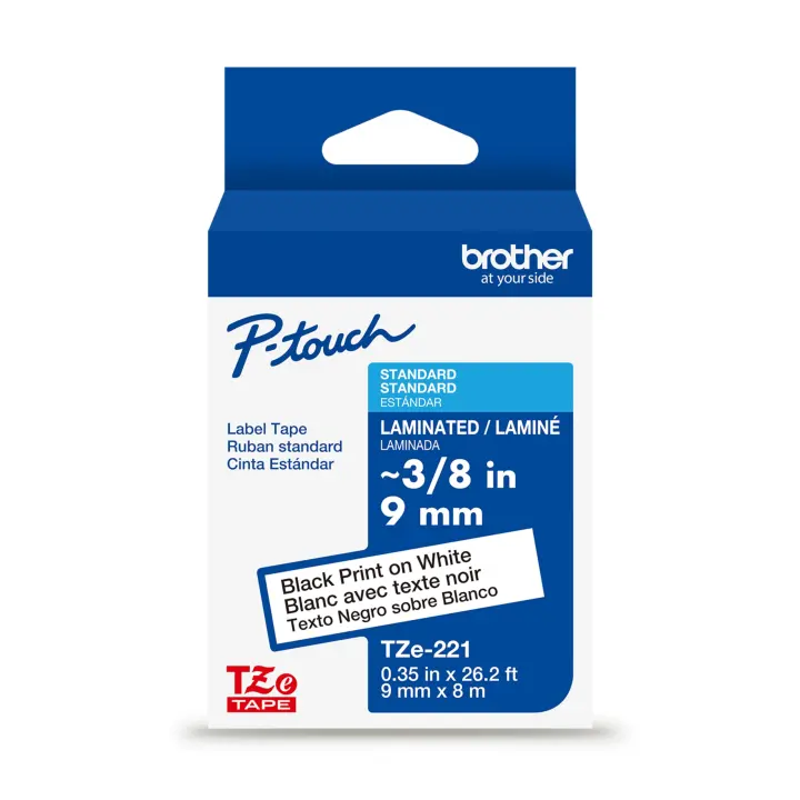Brother TZe221 9 mm Black-on-White Label Tape Cartridge