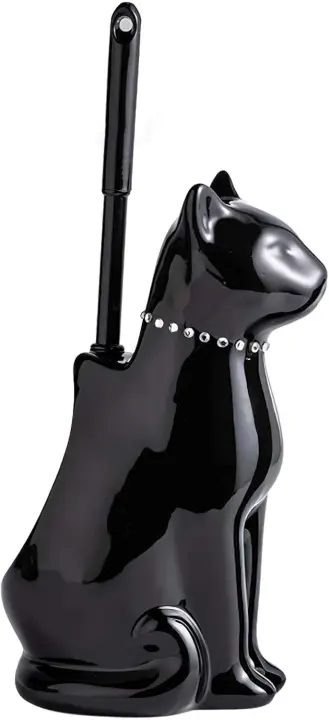 Ceramic Cat Toilet Brush Holder Set — Feline Bathroom Accessory
