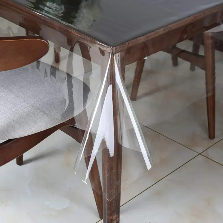 Clear Vinyl Tablecloth Protector — Waterproof Rectangular Cover 54 x 84 in