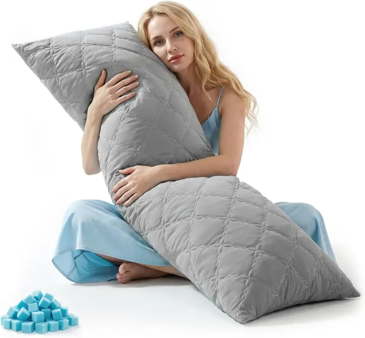 Cooling Memory-Foam Body Pillow — 20 x 54 in, Quilted Nylon-Spandex