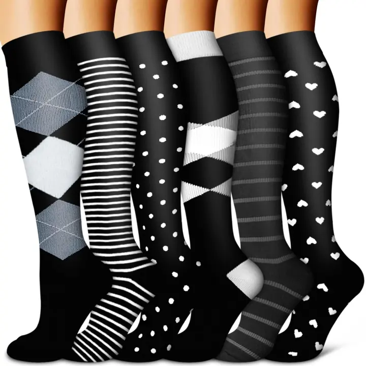 Copper-Infused Compression Socks (6 Pairs) — Support for Nurses & Athletes