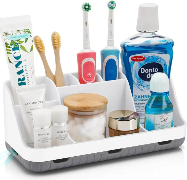 Countertop Toothbrush Organizer — Two-Tier 7-Slot Holder