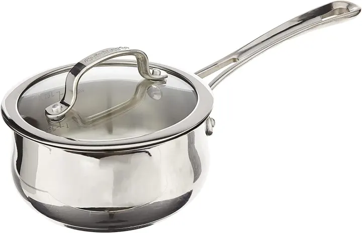 Cuisinart Contour Stainless 1-Quart Saucepan with Glass Lid