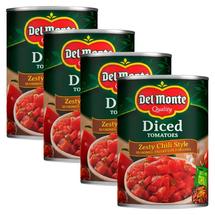 Del Monte Zesty Chili-Style Diced Tomatoes — 14.5 oz Cans (4-Pack)