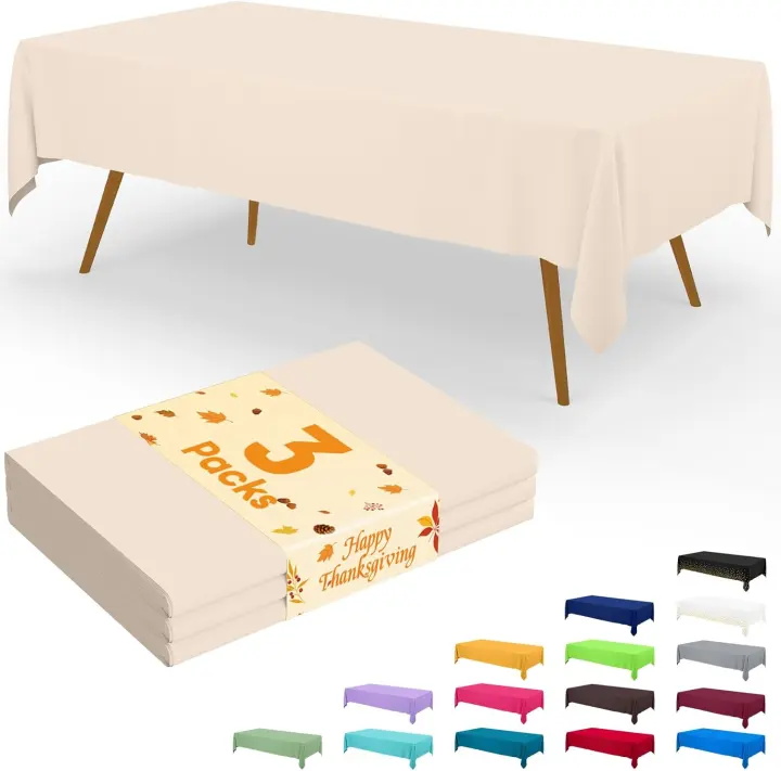 Disposable Rectangular Tablecloth — 3-Pack 54 x 108 in (Ivory)