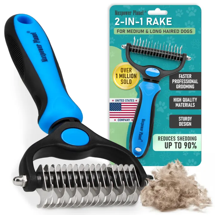 Dual-Sided Undercoat Rake for Dogs & Cats — Extra-Wide Deshedding Tool