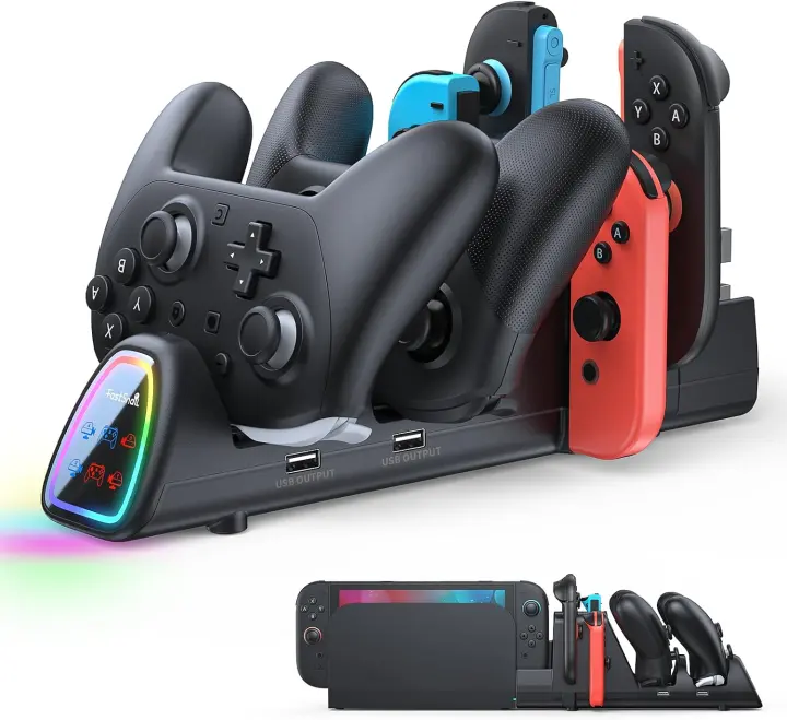 FASTSNAIL 10-in-1 Controller Charging Dock for Nintendo Switch Consoles