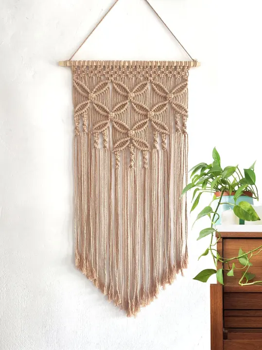 Handmade Cotton Macrame Wall Hanging — Khaki Boho Wall Art