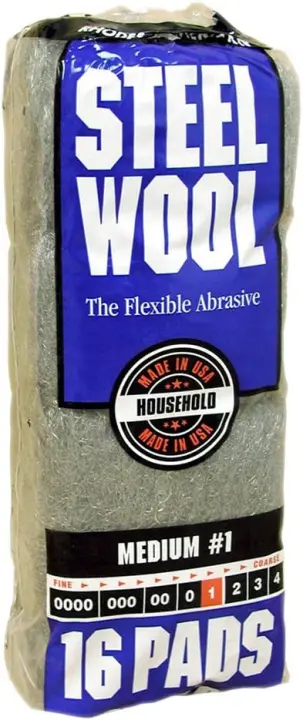 Homax Rhodes Medium Steel Wool Pads (#1) — 16-Pack Household Set