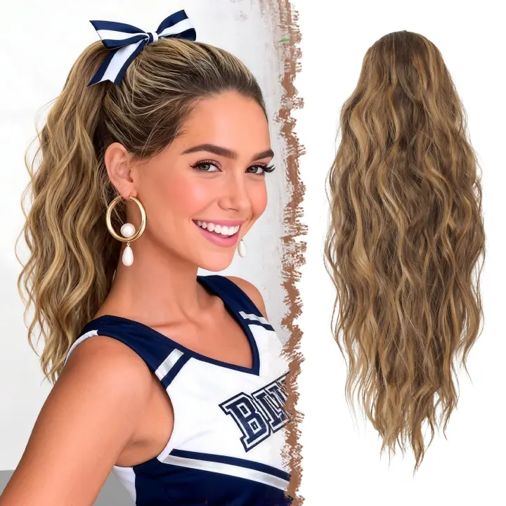 Long Wavy Drawstring Ponytail Extension — Synthetic Ponytail Hairpiece
