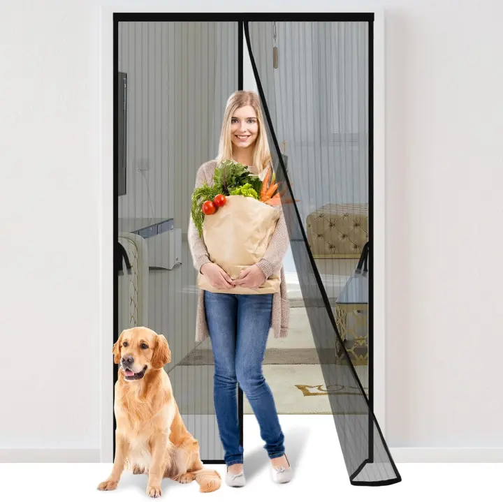 Magnetic Mesh Screen Door — Fits 30x80 Inch Openings, Hands-Free Curtain