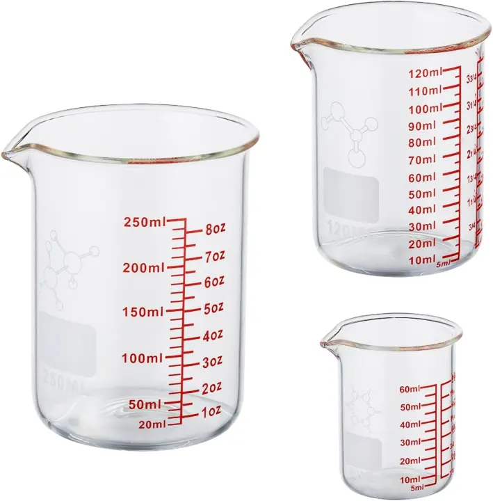 Mini Borosilicate Glass Measuring Beaker Set — 2, 4 & 8 oz