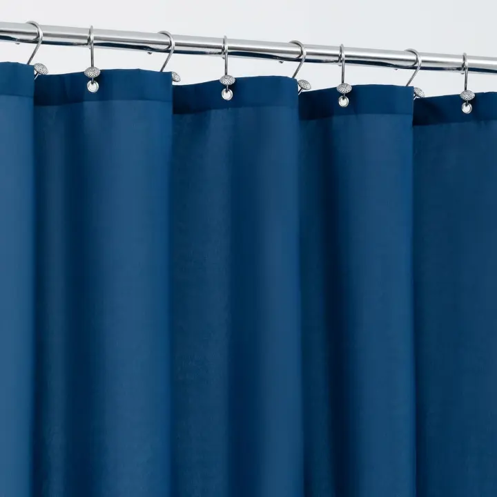 Navy Waterproof Fabric Shower Curtain Liner — 72 x 72, Machine-Washable