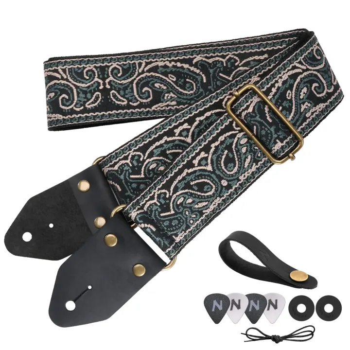 Nefelibata Jacquard Cotton Guitar Strap with Crazy Horse Leather Ends