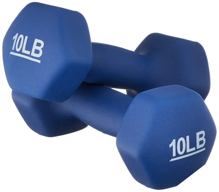 Neoprene Hex Dumbbell Pair — 10 lb Hand Weights, Navy Blue