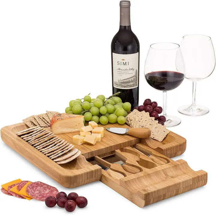 Purawood Bamboo Charcuterie Board Gift Set with Serving Tools