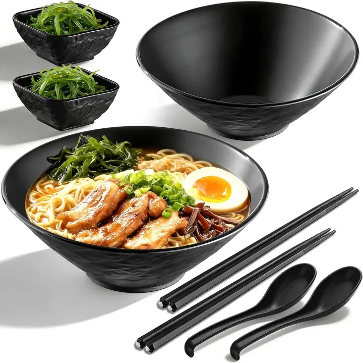 Ramen Bowl Set — 2 x 40 oz Japanese-Style Noodle Bowls (8-Piece)