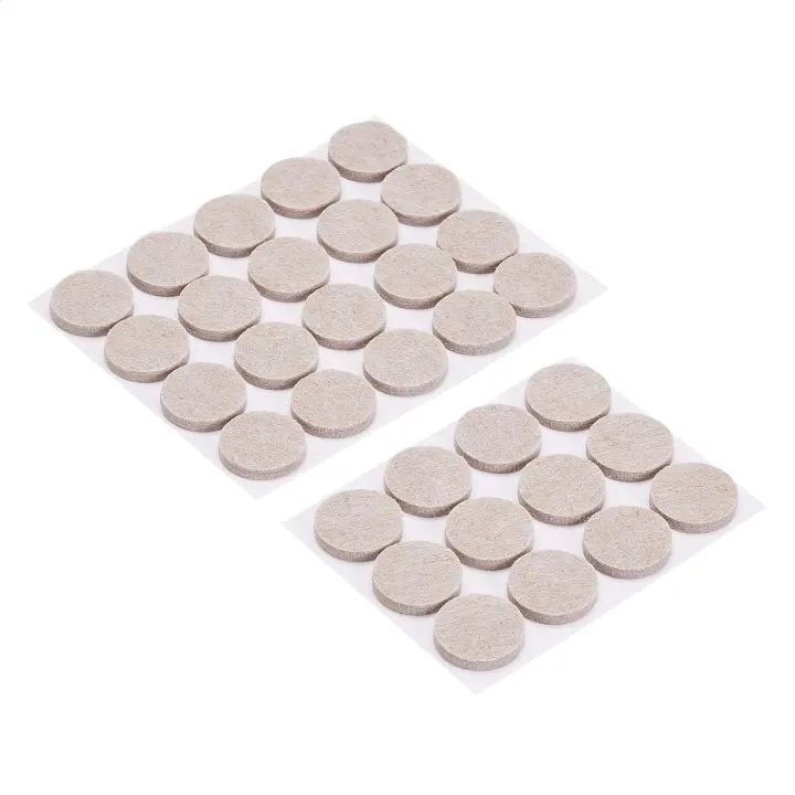 Round Self-Adhesive Felt Furniture Pads — 1 in, 32-Pack, Beige