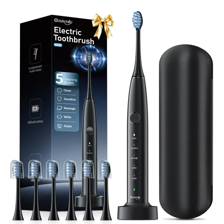Sonic Electric Toothbrush — 42,000 VPM, 5 Modes, 6 Brush Heads