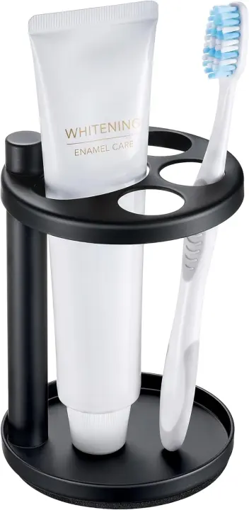 Stainless Steel Toothbrush & Toothpaste Counter Organizer with Razor Slot