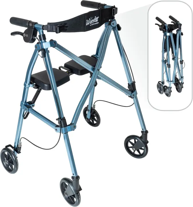 Stander Space Saver 4-Wheel Rollator — Compact Folding Walker with Seat