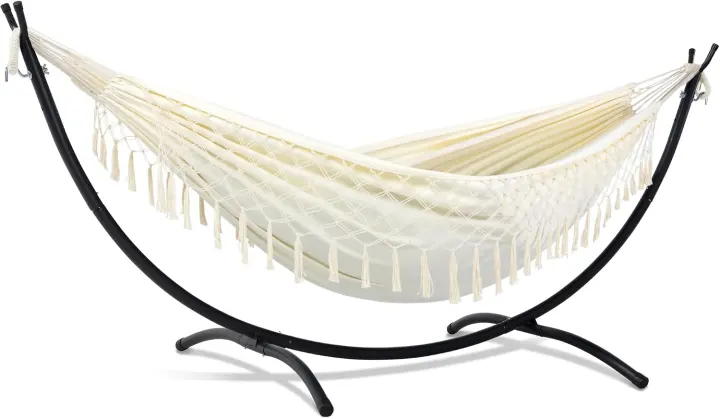 SUNCREAT Double Portable Hammock with Stand — Beige Outdoor Hammock