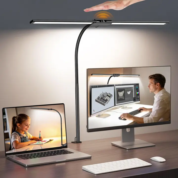 Syrinx Dual-Head LED Desk Lamp — 18W Architect Light with Gesture Control